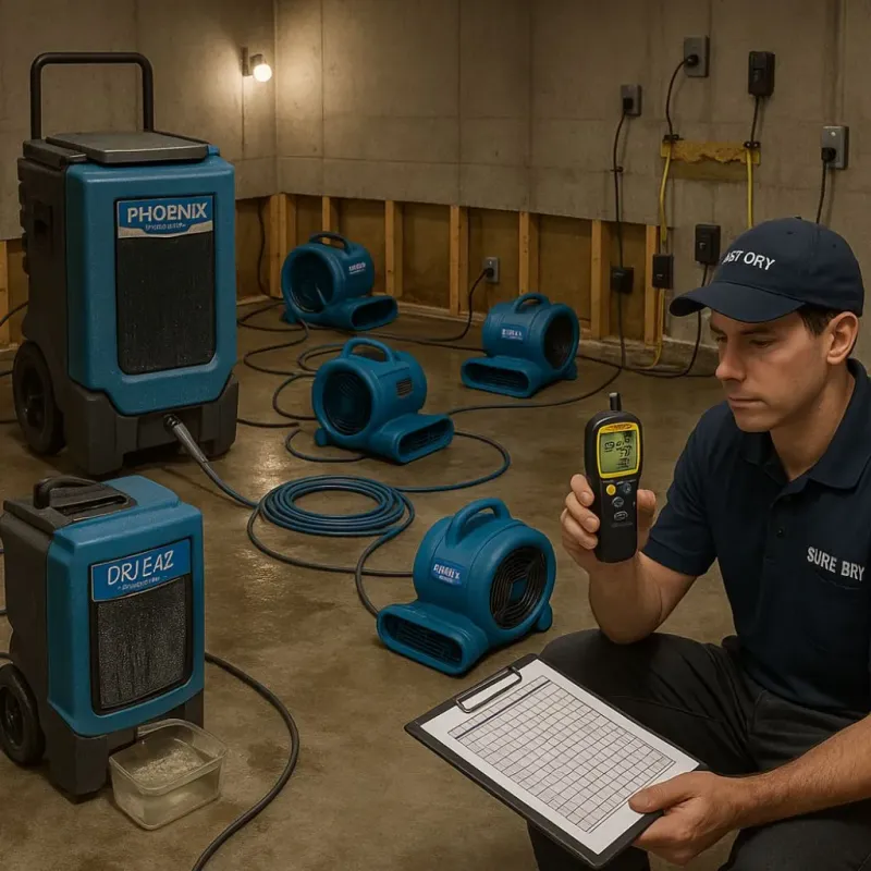 Structural Drying and Dehumidification process in Bally, PA